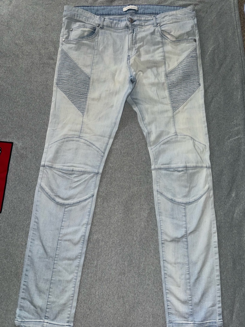 Pierre Balmain Men’s Moto Fit Blue Denim Jeans Light Wash Size‎ 40